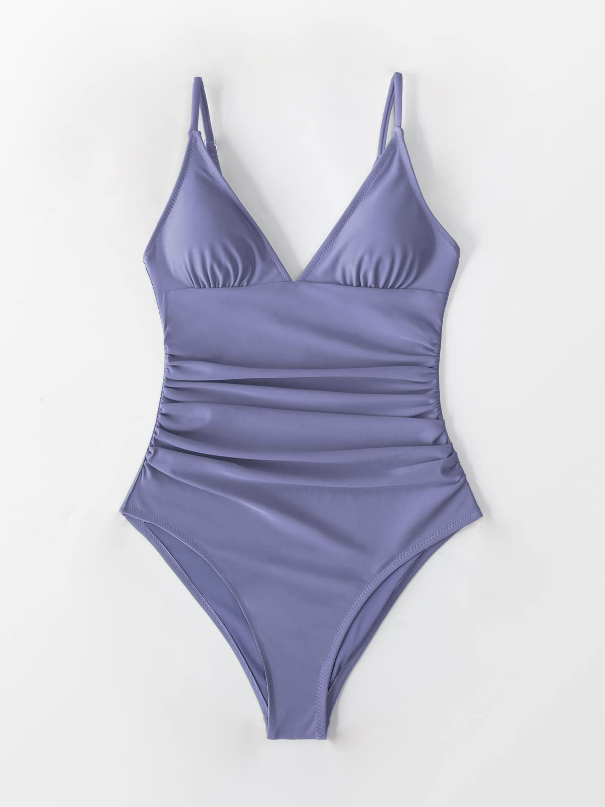 CUPSHE Women's One Piece Swimsuit Tummy Control V Neck Two Piece Bathing Suits, Purple, XS