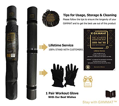 Gxmmat Large Yoga Mat 6'X4' Black - Non-Slip 7mm for Yoga, Pilates & Exercise