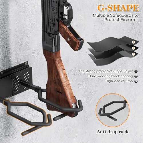 Heavy Duty Steel Gun Wall Rack 8-Slot Adjustable Indoor Mount for Rifles & Shotguns