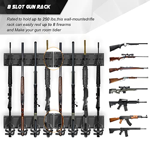 GOHIKING 8-Slot Wall Mount Gun Rack with Soft Padding for Rifles & Shotguns