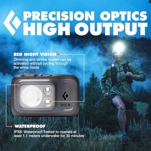 Rechargeable Black Diamond Spot 400-R Headlamp - Graphite, Bright 400 Lumens, Waterproof & Dimmable