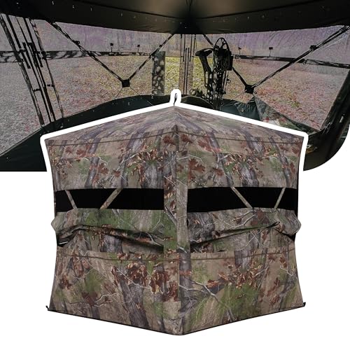See-Through Hunting Blind with View-Through Fabric, Silent Windows, 104x104x82 Inches