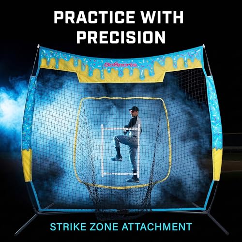 Drip Blue 7 ft x 7 ft Baseball & Softball Hitting Net with Strike Zone Practice Aid