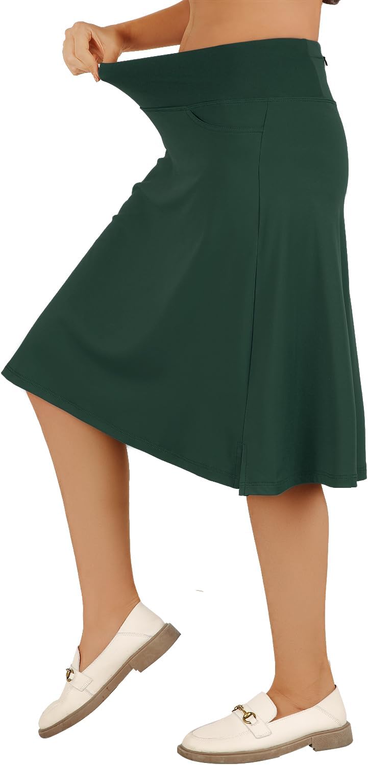 Skiennix Women's Athletic Skorts - Modest Knee-Length Running Skirt | Comfortable Midi Design