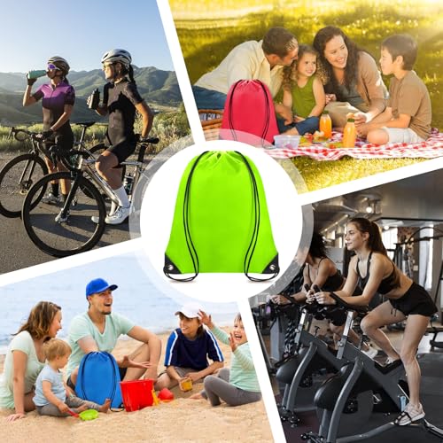 Light Green Drawstring Backpack Bulk 70 Pack 16.5x13.4in for Gym Camping