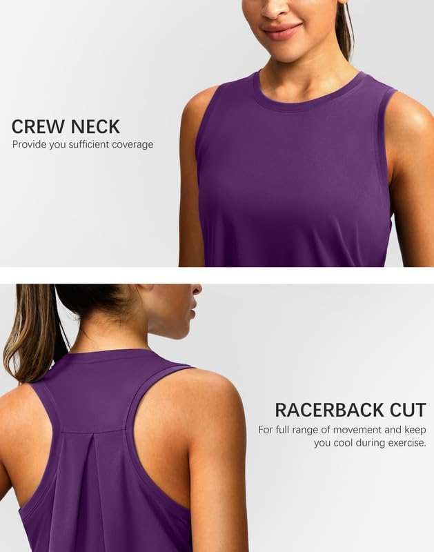 Skiennix Women's Racerback Workout Tank Tops - Sleeveless Loose Fit Yoga & Running Shirts
