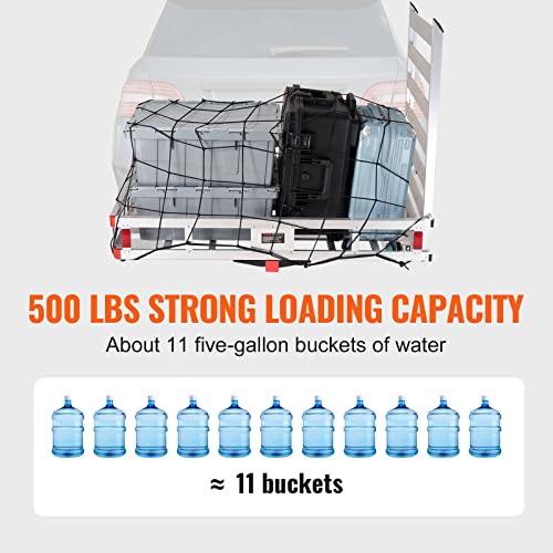 50 x 29.5 x 8.7 Inch Hitch Cargo Carrier with Folding Ramp - Aluminum 500lbs