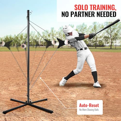 Portable Baseball & Softball Swing Trainer with Auto-Reset & Adjustable Ball Height