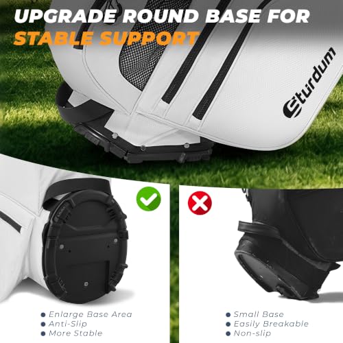White 8-Way Golf Stand Bag with Selfie Phone Pocket and MOLLE System