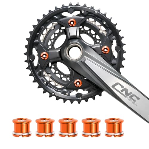 Chooee Double Chainring Bolts Set M8 Steel Orange for Bicycle Drivetrain