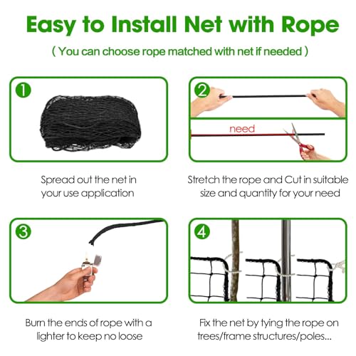Wiseek 10x40ft Heavy Duty Baseball Softball Backstop Net Barrier & Sports Netting