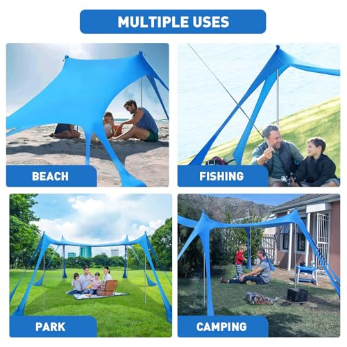 Portable 10x10ft Beach Tent Sun Shelter with Sandbags & Poles - Royal Blue