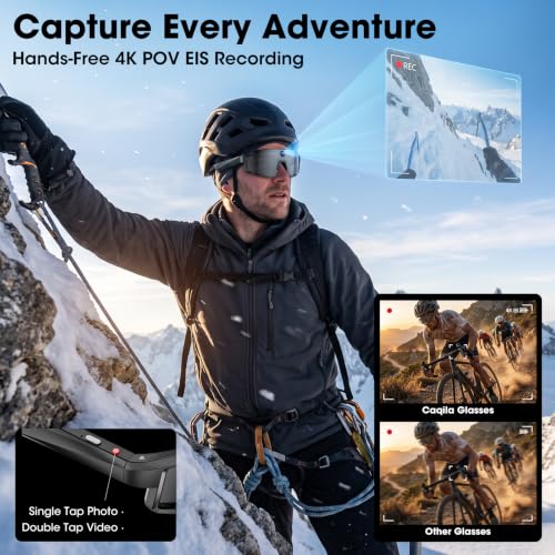 Black AI Smart Glasses with 4K POV Camera, Hands-Free Video Recording
