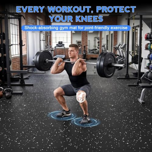 Dalmbox 24x24-Inch Thick Rubber Top Interlocking Gym Floor Tiles, 0.56"