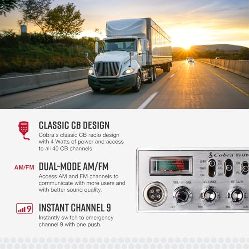 CB Radio Cobra 29 LTD Classic AM/FM Emergency Communication - 40 Channels, Instant Channel 9, 4W, Black - Variation: Standard, 29 LTD Classic, CB Radio