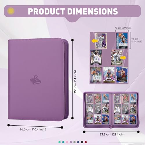 Trading Card Binder 9-Pocket Organizer with 360 Capacity - Purple