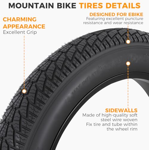 HOMEXMTD 2 Pack 20x4.0 Fat Bike Tires & Repair Tool Kit - Off-Road Replacement Set