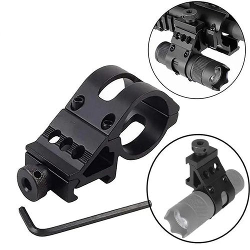 GOTICAL 1 Inch Ring 25.4mm Picatinny Weaver Rail Mount Black and 1 Tactical Mount for Flashlights Bicycle Flashlight Mounting Clip with an Allen Wrench