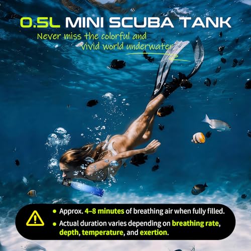 GOYOJO 0.5L Ocean Blue Mini Diving Tank, Portable Refillable Air Bottle