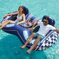 Blue Inflatable River Tube Float for 2 Adults with Removable Cooler & Cup Holders - Heavy Duty Pool Lounger