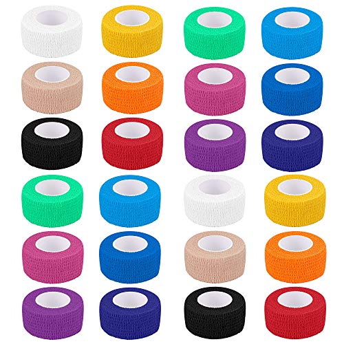 Self-Adherent Cohesive Bandages 24 Pack - Elastic Sports Wraps for Sports Injuries