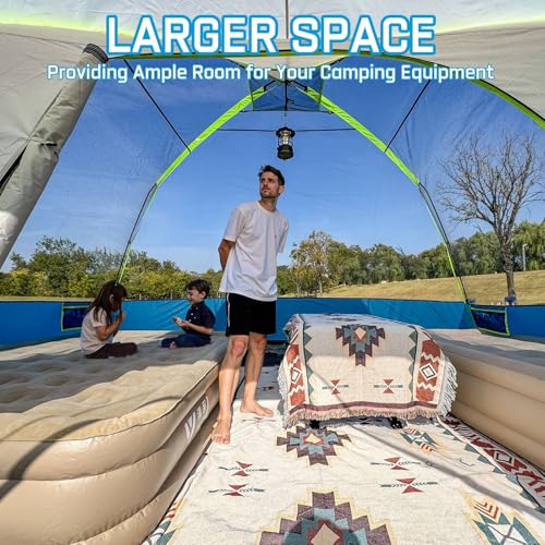 Blue 8-Person Camping Tent with Screen Porch - Family Waterproof Shelter