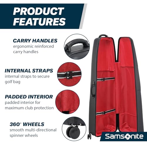 Samsonite Midnight Classic Hard Golf Travel Case, Lightweight Durable ABS Shell