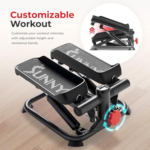 Sunny Health & Fitness Mini Stepper with LCD Monitor & Adjustable Step Height - Black