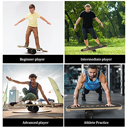 Wooden Balance Board Trainer with Black Variation and Adjustable Stoppers - Fitness Balance Equipment