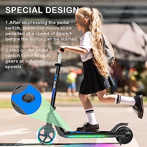 LINGTENG Black Electric Kids Scooter for Ages 6-9 with Flash Wheel & Adjustable Speed