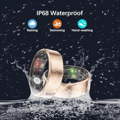 FKGZJF Smart Fitness Ring for Women Men Rose Gold 10# Heart Rate Sleep Tracker