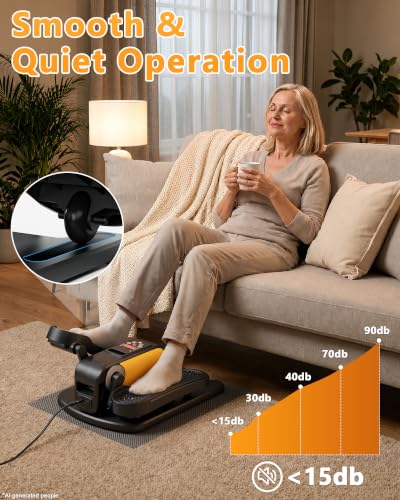 VIVURN Orange Mini Under Desk Elliptical Pedal Exerciser 12 Speed, Auto Modes