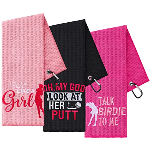 Golf Towels Set - Microfiber, 3 Pack with Clip for Women & Men