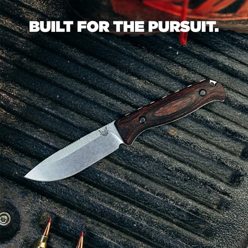 Benchmade Saddle Mountain Skinner Hunting Knife - Stabilized Wood, Stonewash Finish, S30V Steel Blade