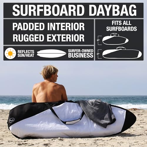 6'0" Surfboard Bag with Foam Padding and Waterproof Cover - Zippered Daybag