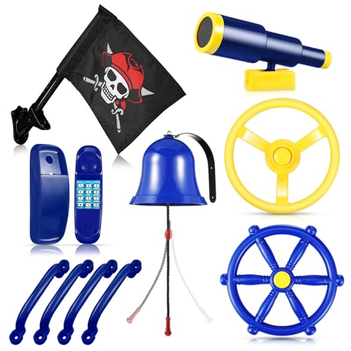 Pirate Playground Accessories Set - Blue - Swing, Steering Wheel, Telescope, Flag