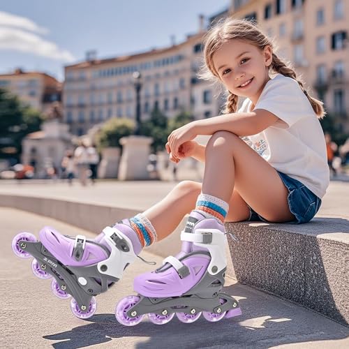 Adjustable Kids Inline Skates for Girls and Boys - Purple, Medium - Big Kid 13C-2.5Y US