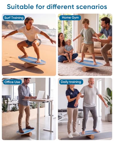 Adult Balance Board with Handle & Storage Stand - Durable Canadian Maple Wood