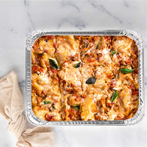 Disposable 9x13 Aluminum Foil Pans with Lids - 25 Sets, Half Size