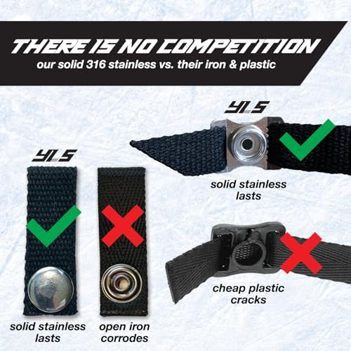 Black Hockey Helmet Chin Strap with Stainless Steel Snaps - Replacement Loop Kit