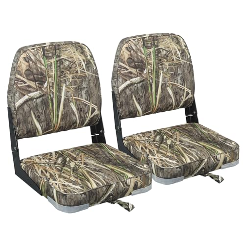 ERGOSEAT 2-Pack Folding Boat Seats with Camo Padding - Mossy Oak Shadow Grass Habitat