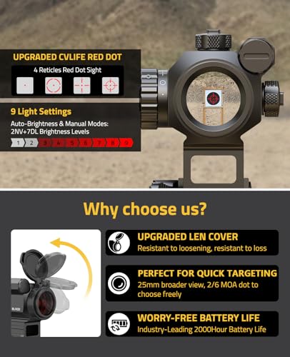 CVLIFE - Multi-Reticle 6 & 43 MOA Auto Brightness & Motion Awake