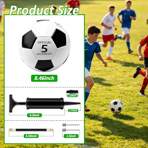 24 Pack Size 5 Soccer Balls with Pumps Bulk Set for Training & Games