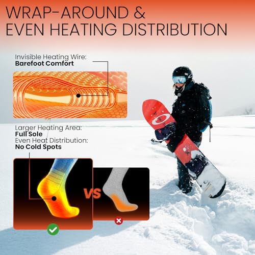 SURGOAL Khaki Merino Wool Heated Socks with 15-Hour Battery & App Control – X-Large