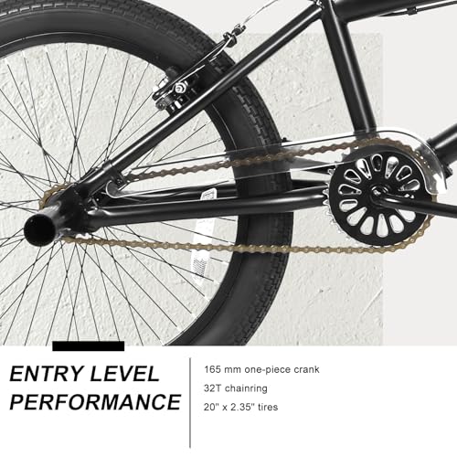 Black 20 Inch Freestyle BMX Bike for Tricks & Riding - WEIZE