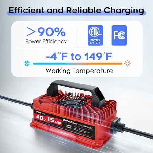 15 Amp Golf Cart Charger for 48V EZGO RXV & TXT - Red Variation