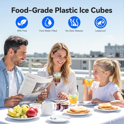 720 Blue & White Reusable Ice Cubes - Refreezable Plastic Ice Blocks for Drinks & Cold Storage