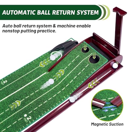 Indoor Golf Putting Green with Automatic Ball Return - Three-Track Version