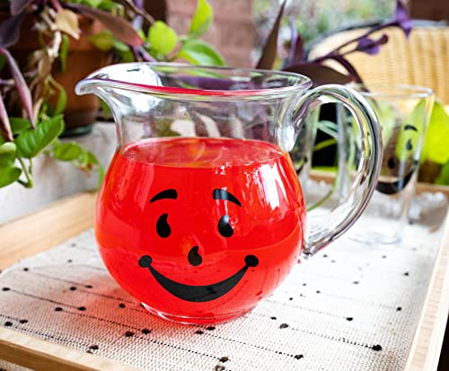Kool-Aid Man Glass Pitcher and Pint Glass Set - 64oz Beverage Dispenser & 16oz Glassware