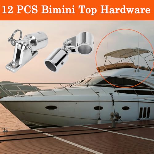 OUBULU 7/8 Inch Stainless Steel Bimini Top Hardware Kit - 12 PCS Boat Fittings Replacement